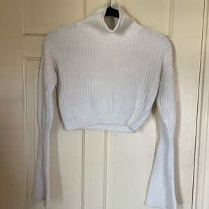 American Apparel Women's Cropped Fisherman Long Sleeve Pullover White Size XS